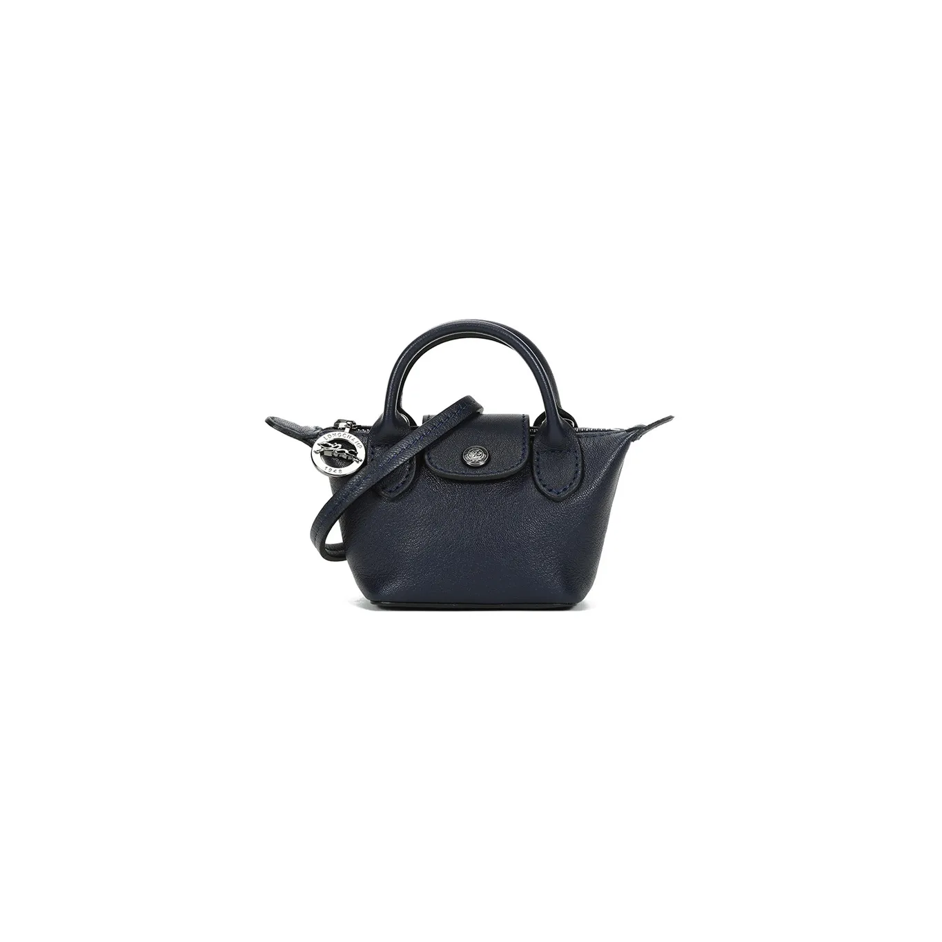 LONGCHAMP Le Pliage Cuir Sheepskin Handbag Mini Women's Marine Blue