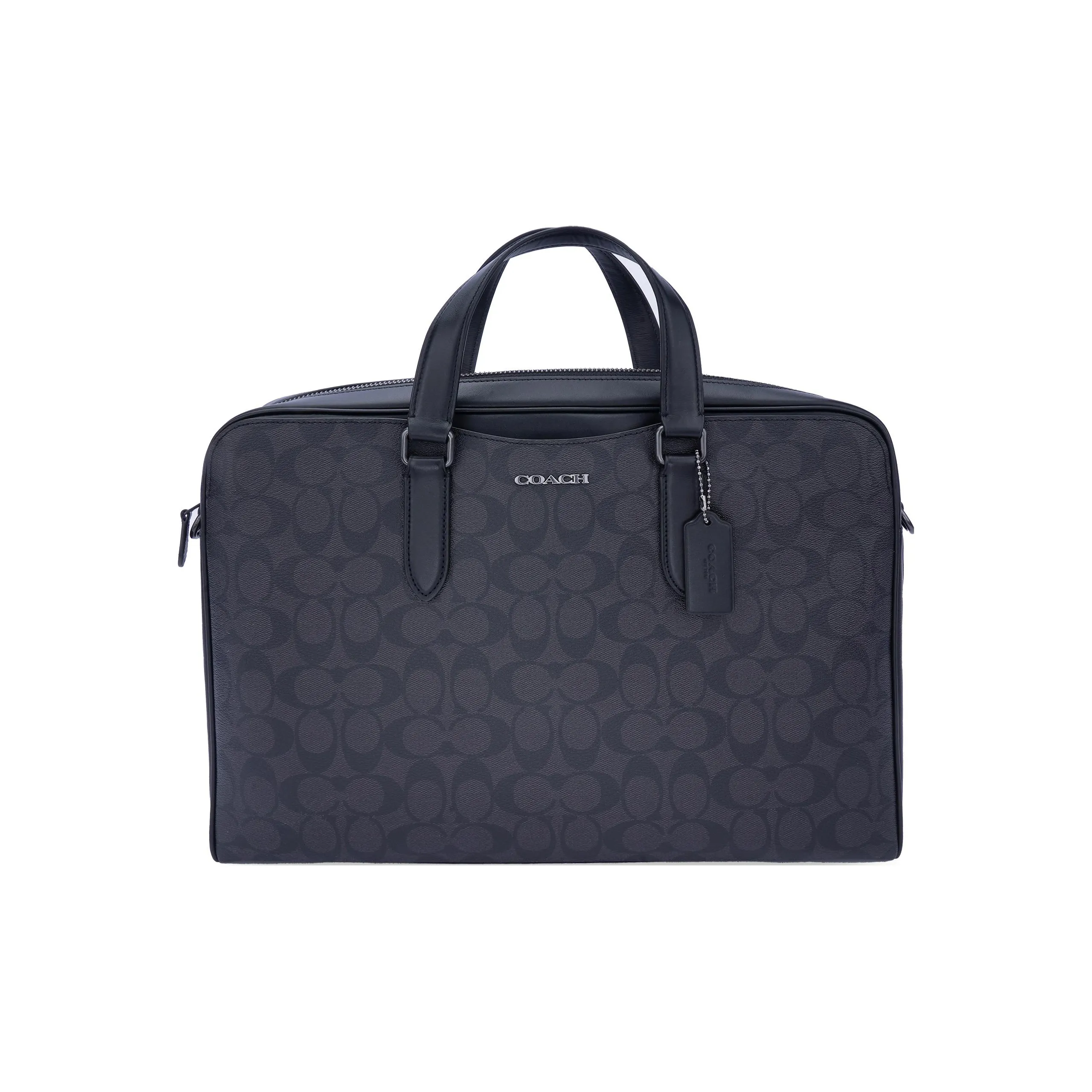 COACH Graham Calfskin Portable One Shoulder Crossbody Briefcases Large Size Men's Black