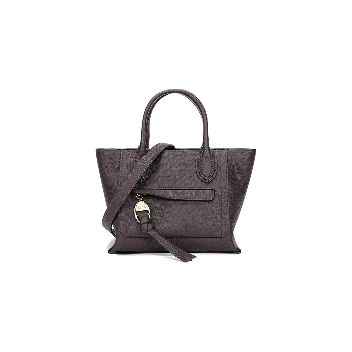 LONGCHAMP Mailbo Cow Leather Shoulder Bag, Crossbody Bag, Handbag Trumpets Women's Eggplant Purple