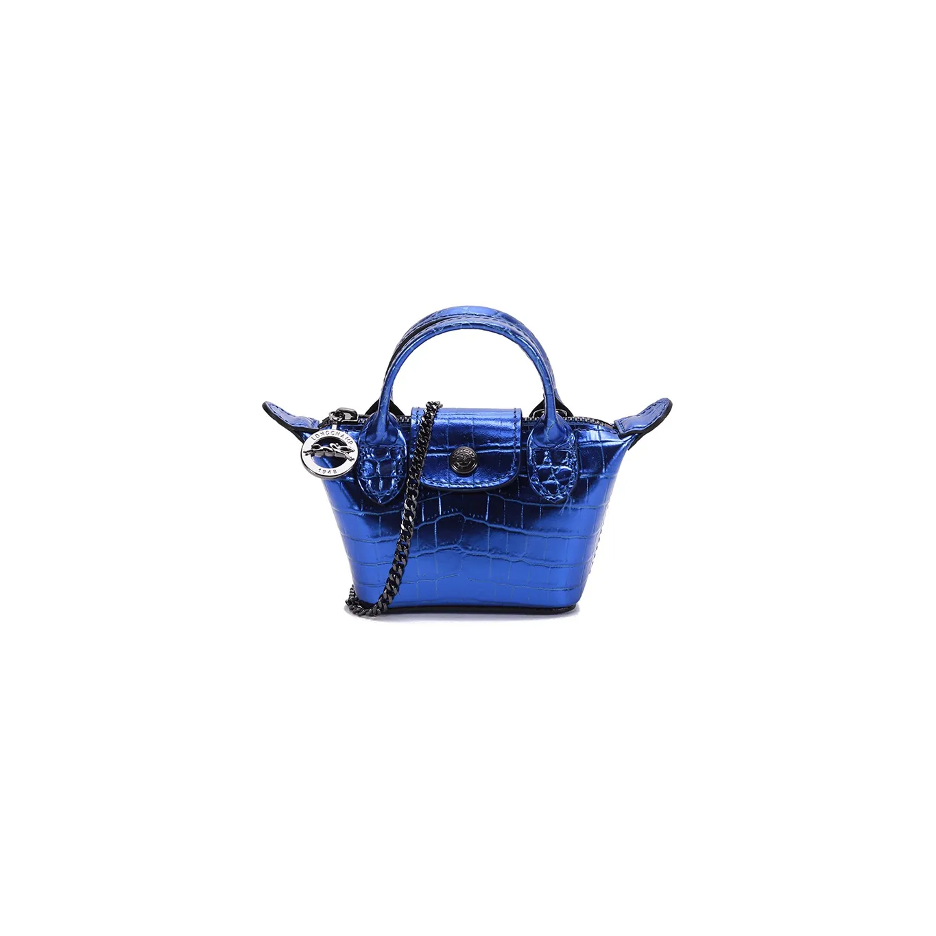 LONGCHAMP Le Pliage Cuir Cow Leather Dumpling Bag, Handbag, Shoulder Bag, Crossbody Bag, Coin Purse Mini Women's Blue