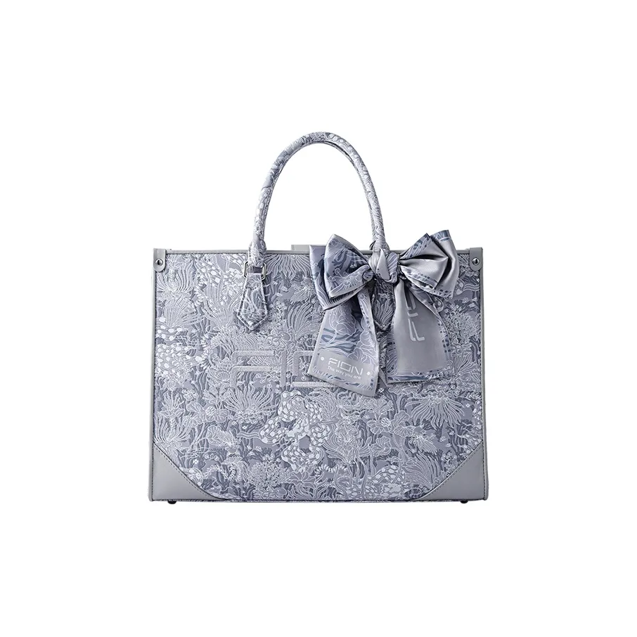 FION Fabric Tote Bag, Shopping Bag, Handbag, Crossbody Bag Large Size Buffalo's Glimmering Fish Shadow/Smoke Pink Yaochi