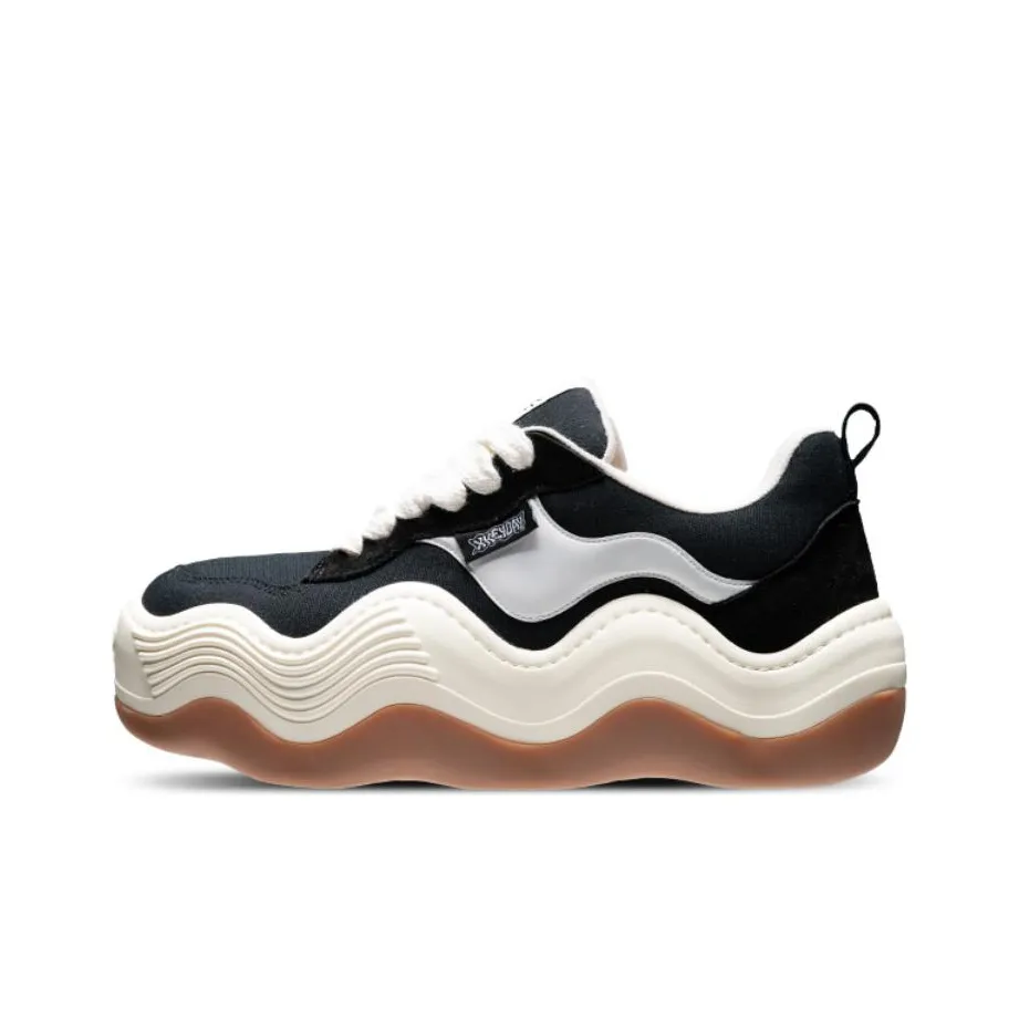 Heyday Triple Wavy Black Low Top Platform Puffy shoes Brown Height Increasing 6cm Unisex Black White
