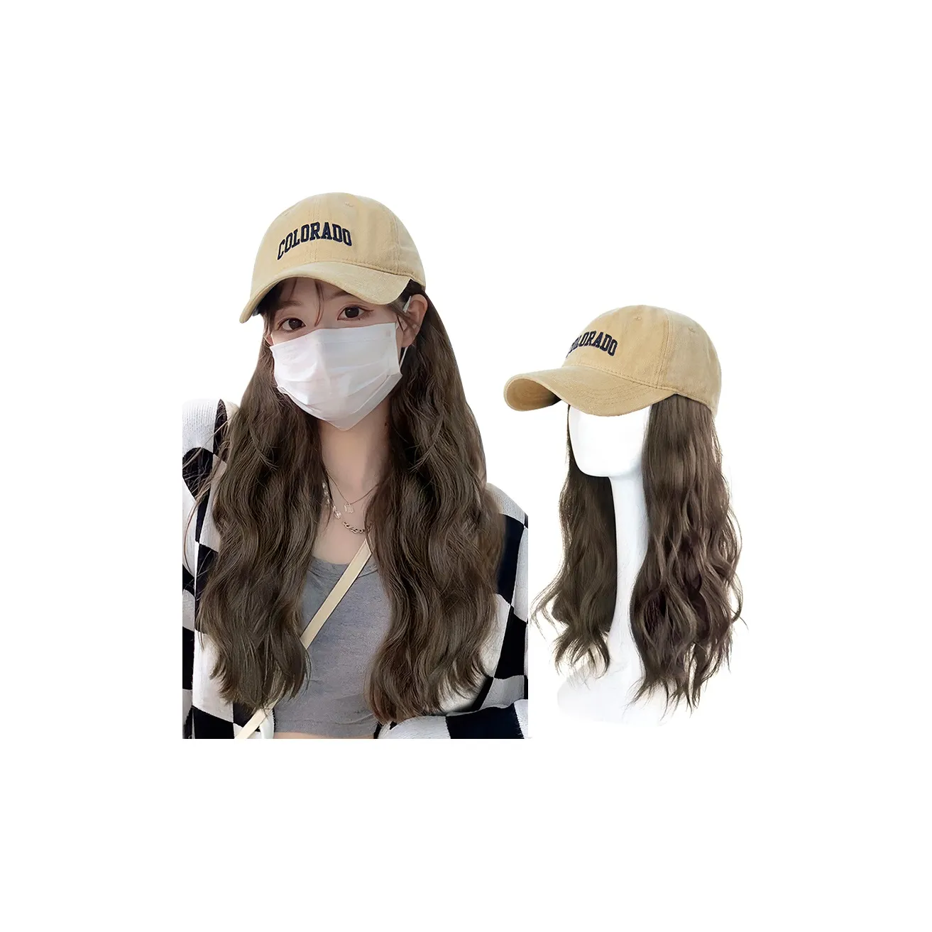 YOSEE Шапки Кепки Wig Languid Roll Лето Универсальная Бейсболка Бейсболка Real Волосы Натуральный Wig