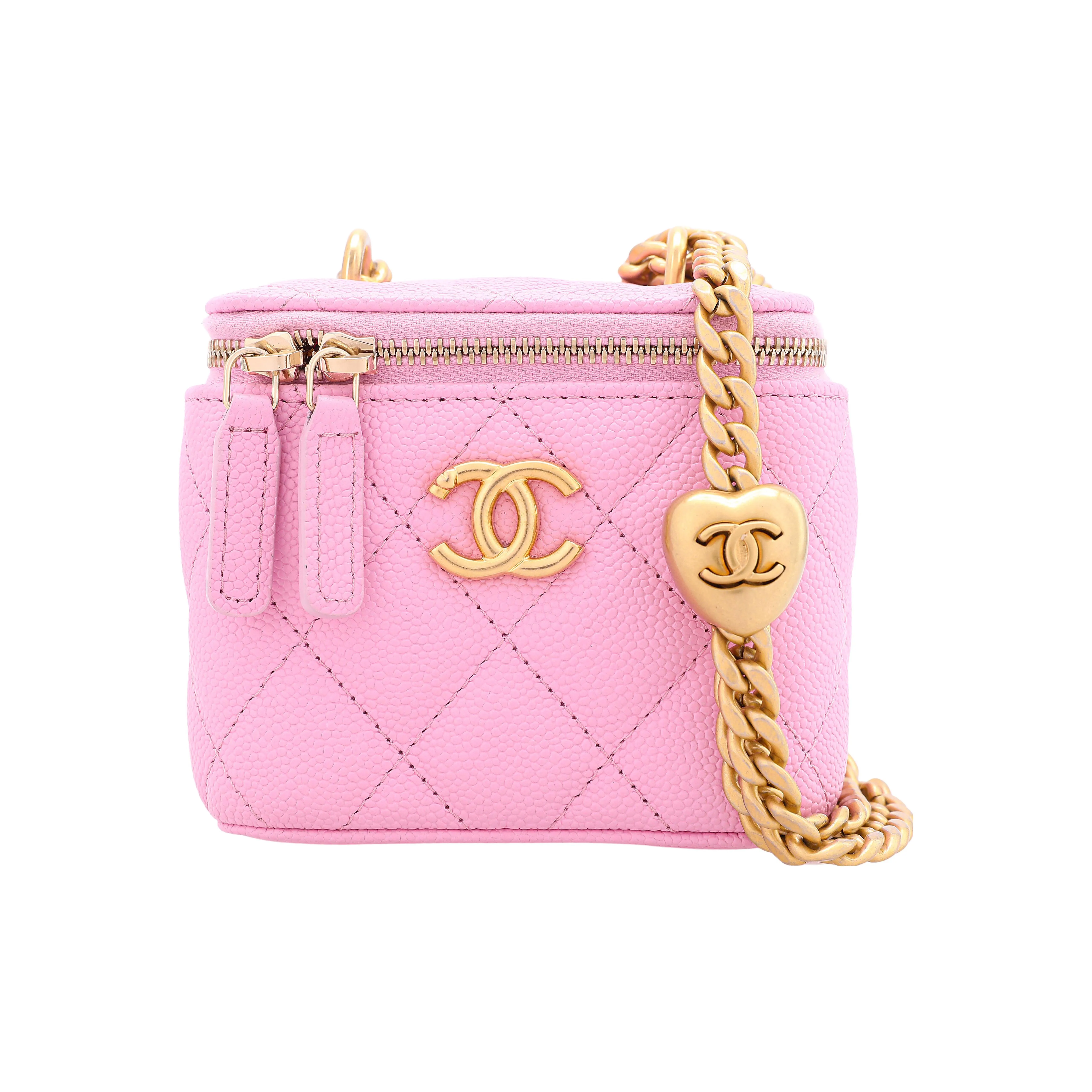 CHANEL 23P SS Grain Embossed Cow Leather Box Bag, Handheld Bag, Shoulder Bag, Crossbody Bag Trumpets Women's Pink