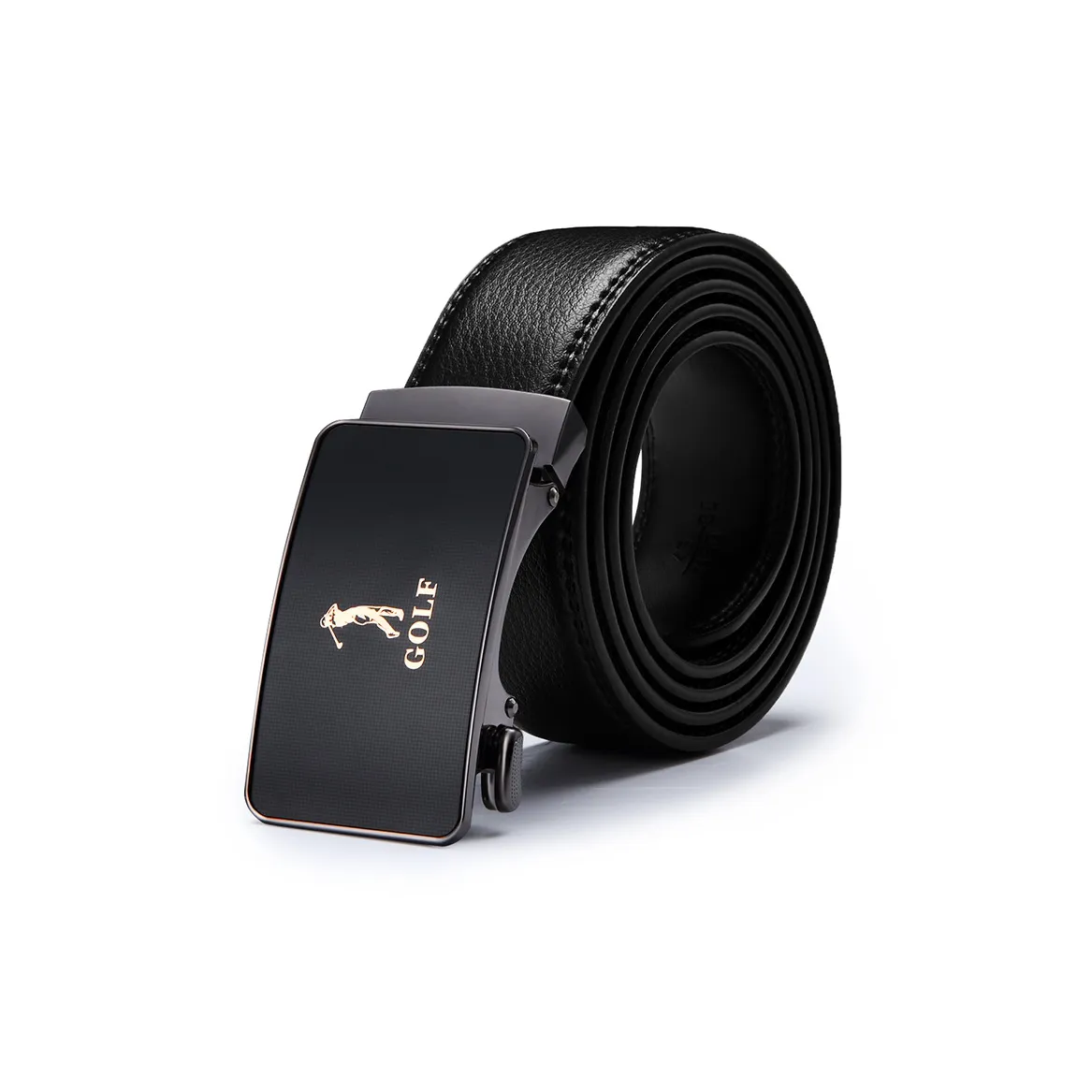 GOLF Cow Split Leather Automatic Buckle Belt Men's Black Width  3.5cm
