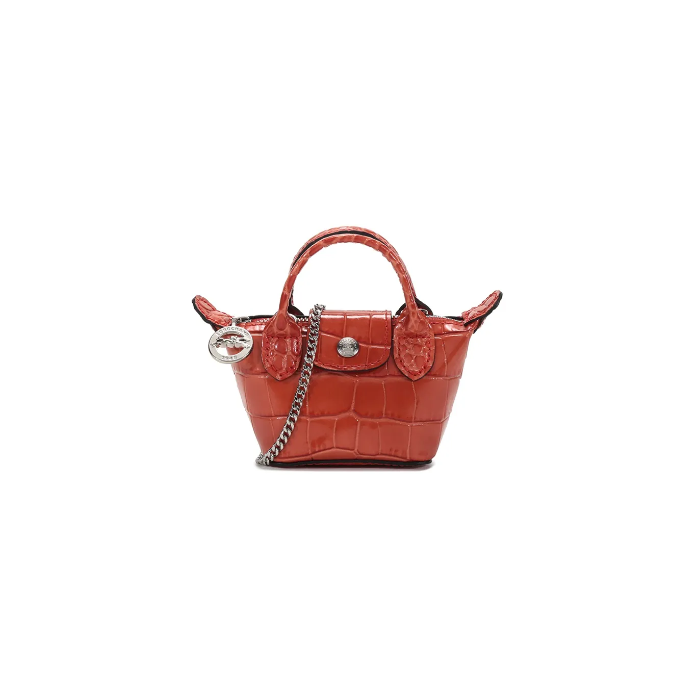 LONGCHAMP Le Pliage Cuir Cow Leather Coin Purse Dumpling Bag Handbag, Crossbody Bag Mini Women's Umber