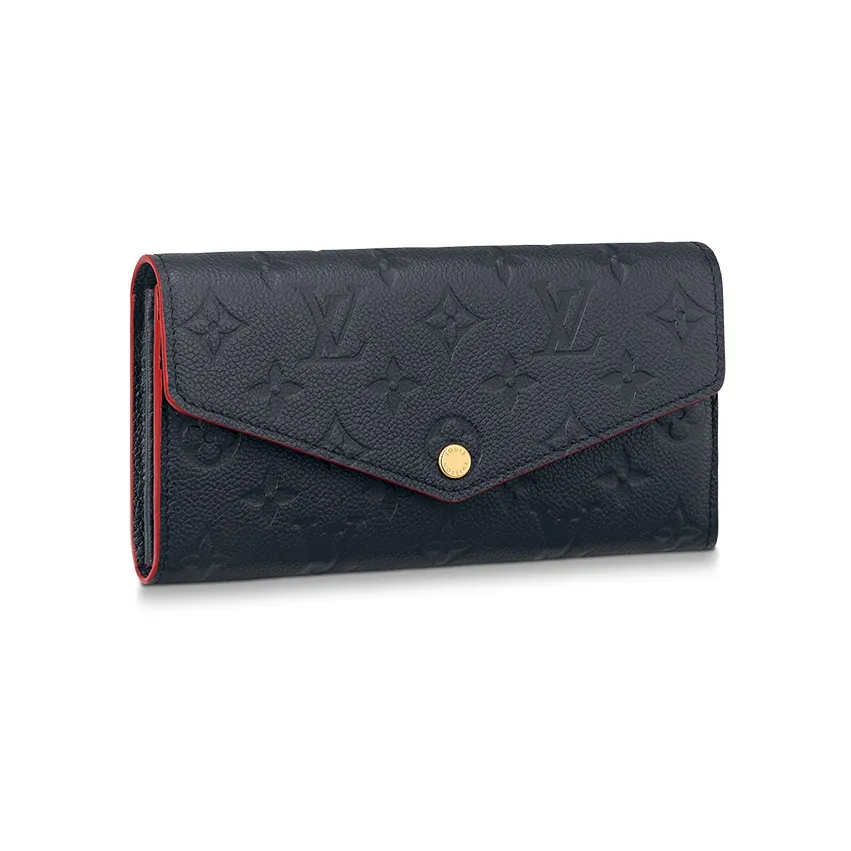 LOUIS VUITTON Sarah Soft Grain Cow Leather Wallet Regular Women's Deep Sea Blue