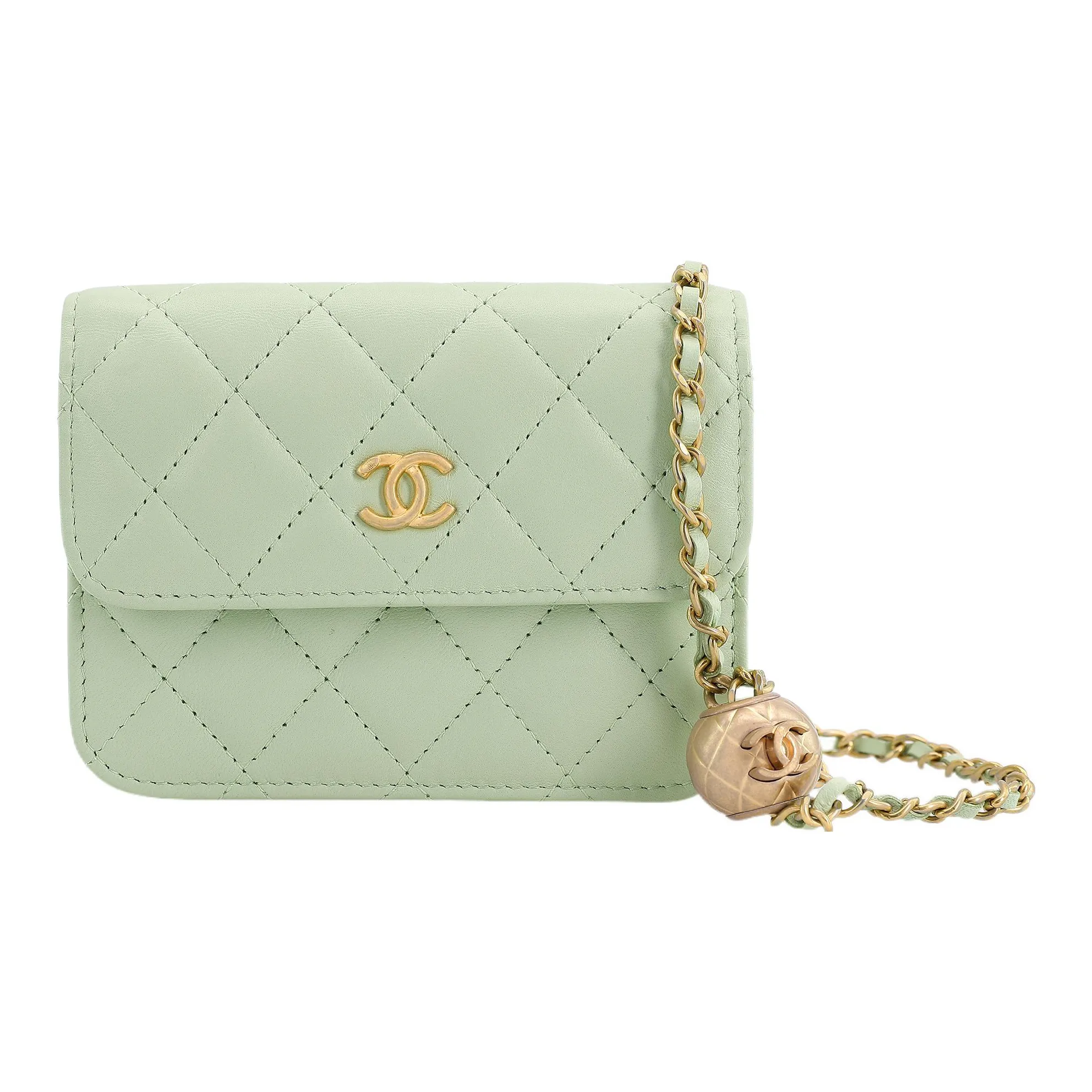 CHANEL Sheepskin Coin Purse, Fanny Pack, Shoulder Bag, Crossbody Bag Women's Fruit Green