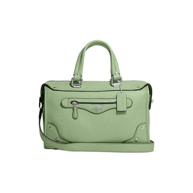 COACH Millie Личий крупнозернистая текстура Кожа Бостон Сумка через плечо Большая Женская Травяной зеленый