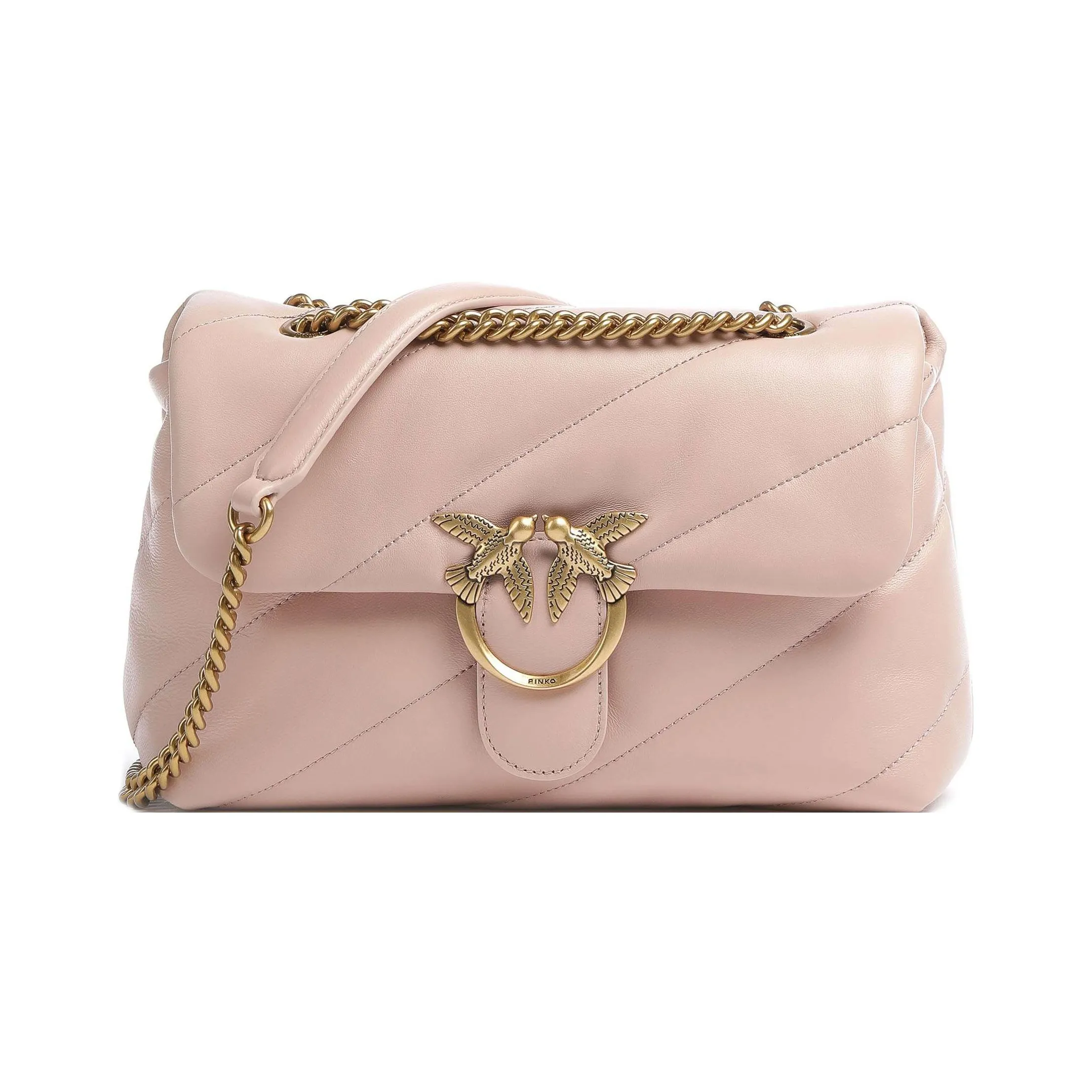 PINKO Sheepskin Square Bag, Shoulder Bag, Crossbody Bag Tubas Women's Pink