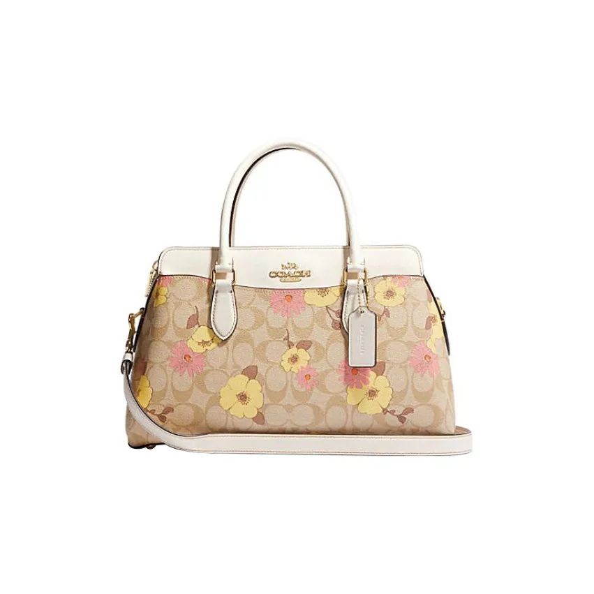 COACH Darcie PVC Shoulder Bag Crossbody Bag Handbag Large Size Women's Beige & Khaki