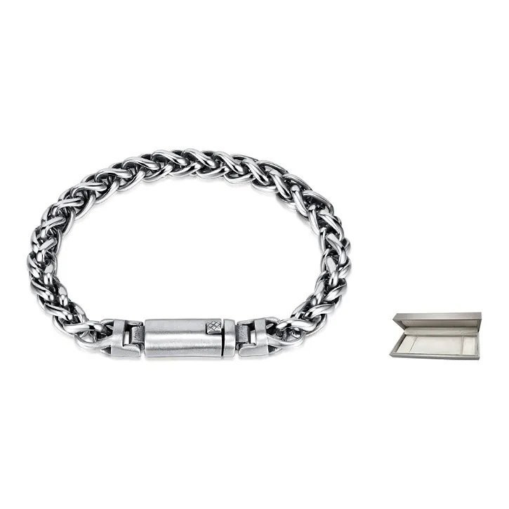 KENMO Браслеты из титанового стального серебра + Набор в подарочной коробке Мужской