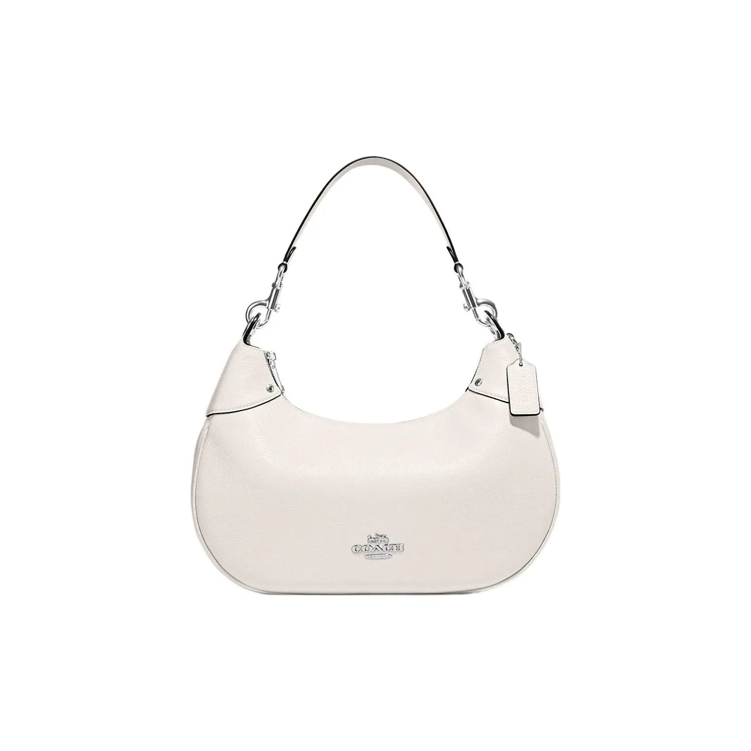 COACH Hobo Pebbled Leather Half Moon Saddle Bag, Crossbody Bag Women's White