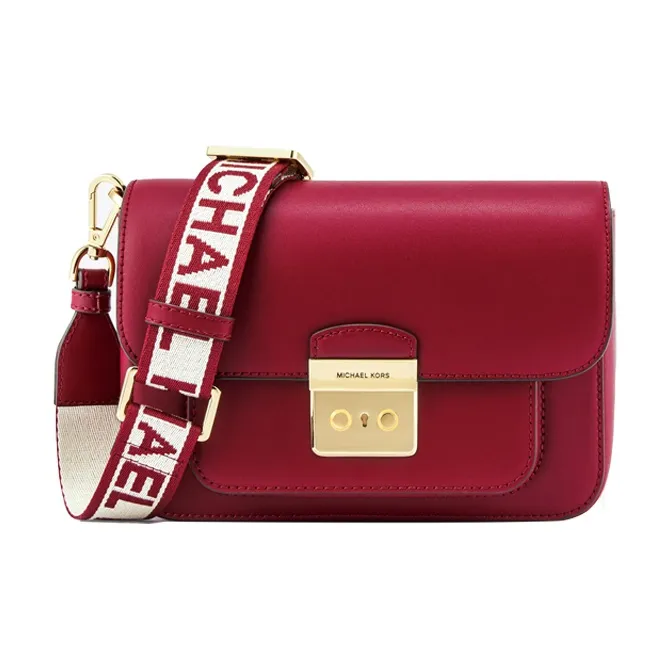 MICHAEL KORS Sloan Cow Leather Messenger Bag Small Square Bag Camera Bag Shoulder Bag Medium Size Women's Mulberry Red