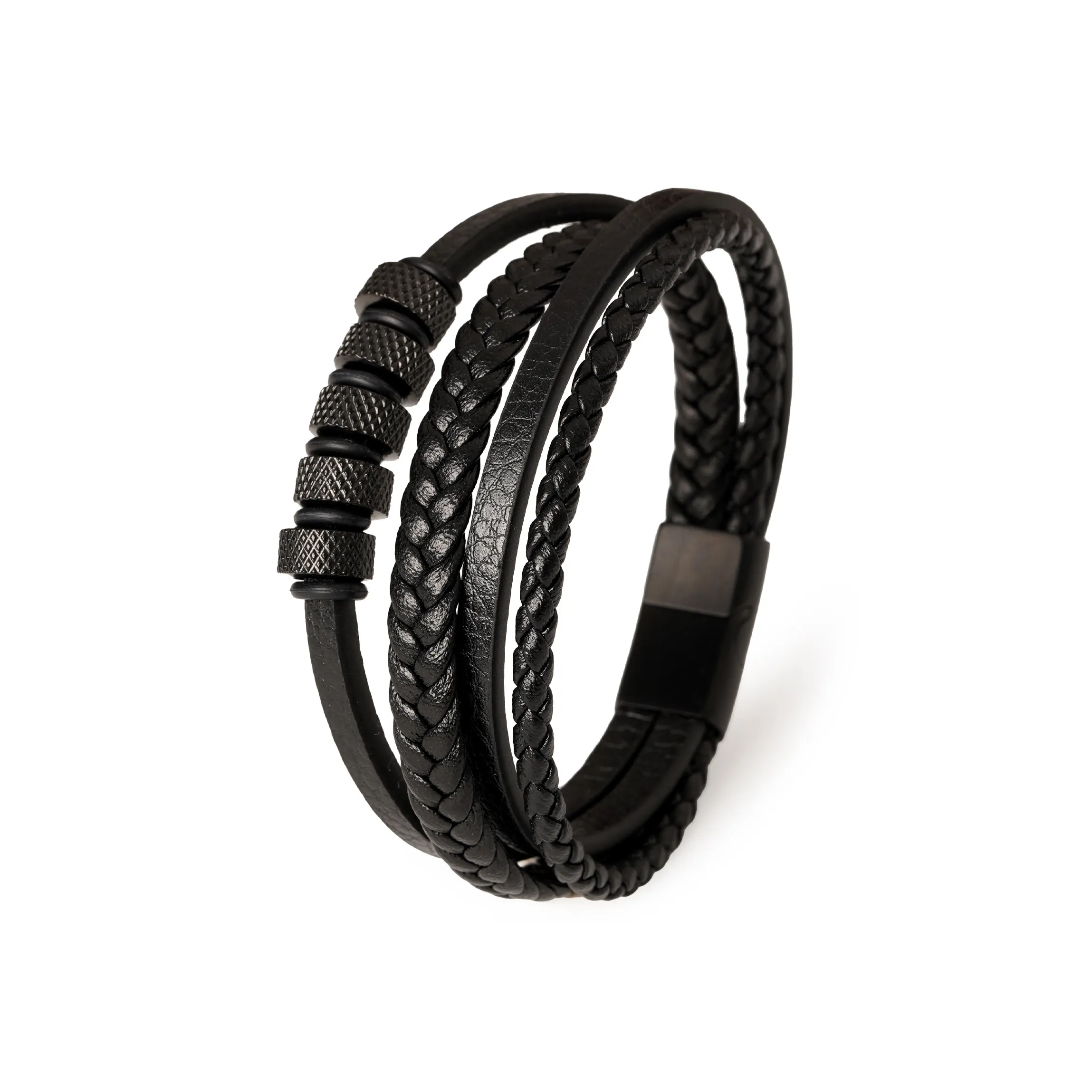 OWNREWARDS Кожа, 316L Сталь, Нарукавные повязки, Черный, Унисекс