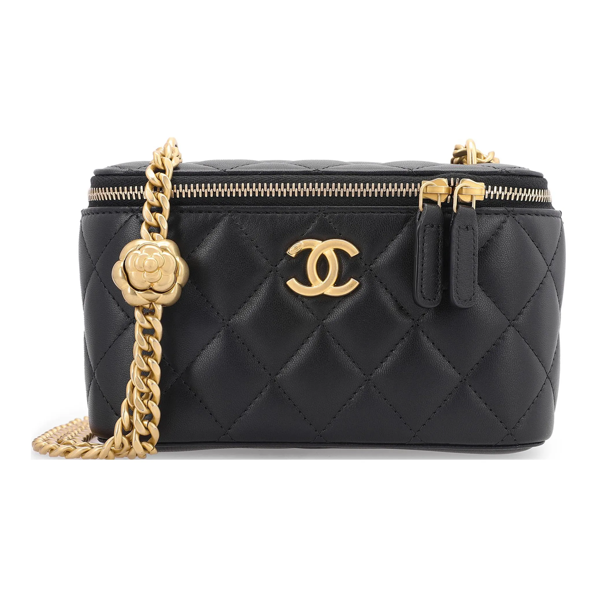 CHANEL Sheepskin Shoulder Bag Crossbody Bag Medium Size Women's Black
