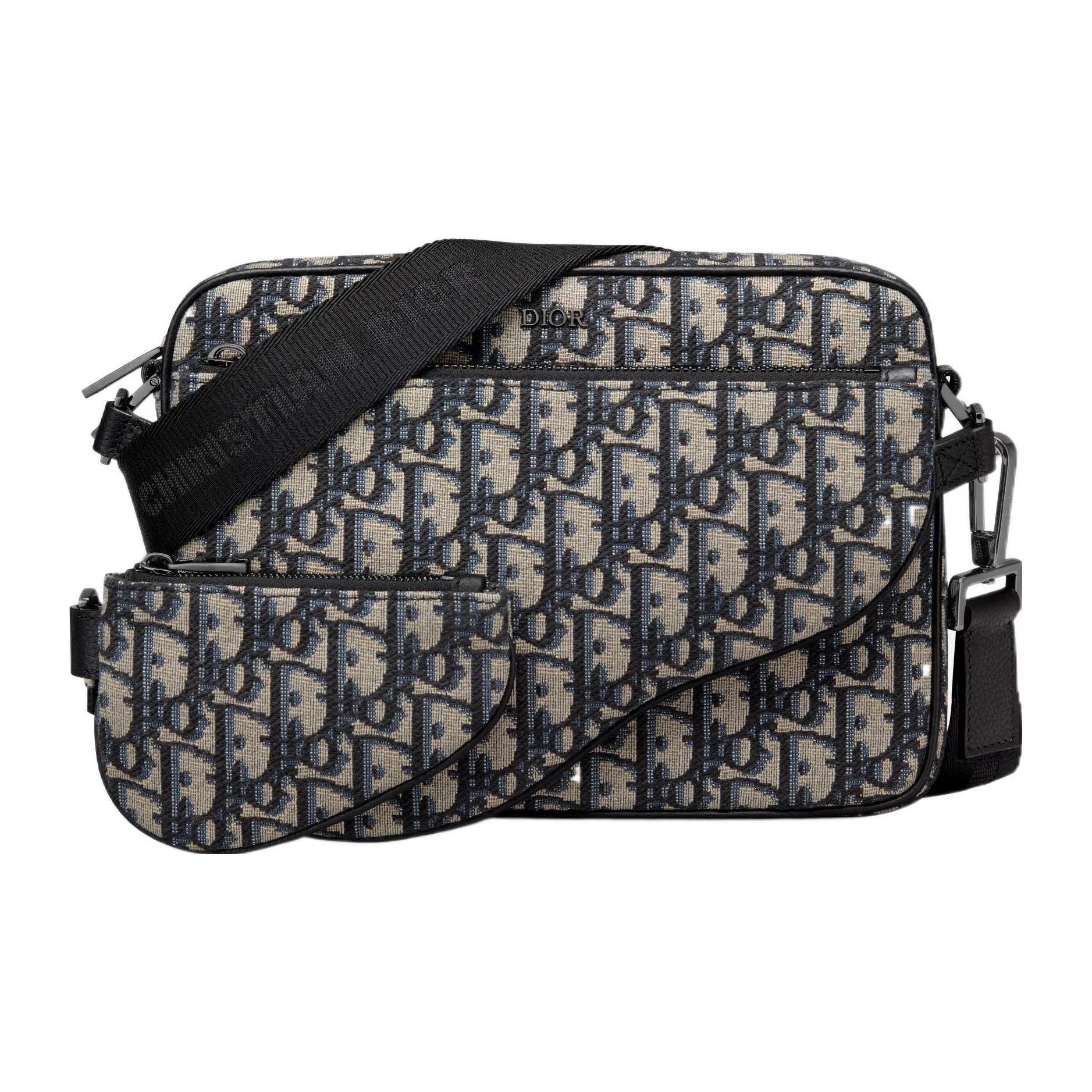 DIOR Saddle Oblique Jacquard Fabric Shoulder Bag, Crossbody Bag Regular Men's Black