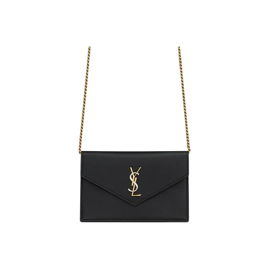 SAINT LAURENT Smooth Leather Envelope Bag, Wallet, Crossbody Bag, Shoulder Bag Women's Black