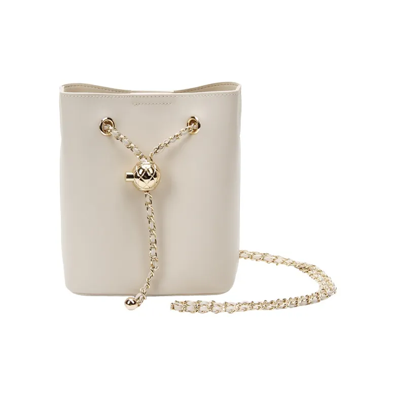 YOCAMU Подлинная коровья кожа Ведрообразная сумка Сумка с цепочкой Сумка через плечо Сумка через плечо Маленькая Женская Белая Зеленая Черная