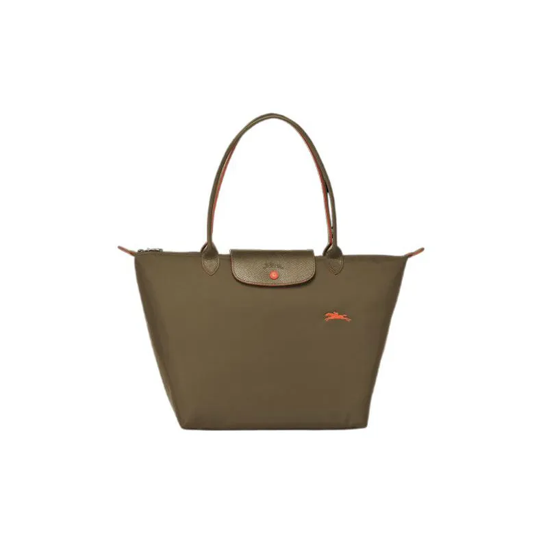 LONGCHAMP Le Pliage Кожа с Нейлон Тоут Сумка Сумка для покупок Сумка на плечо Женская Темно-умбровая