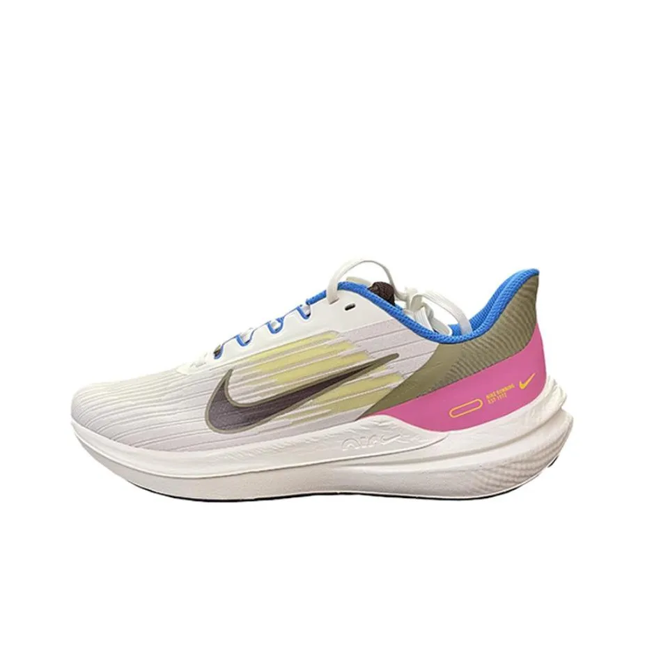 Nike Zoom Winflo 9 Амортизаторы Slip-resistant Низкий Топ Резина Повседневные Беговые кроссовки Мужские Белый Коричневый Розовый