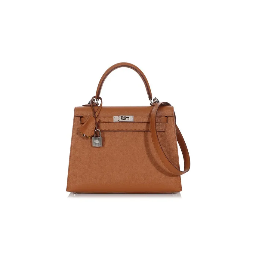 HERMES Kelly Epsom Leather Kelly Bag Handbag Women's 37 Gold Brown