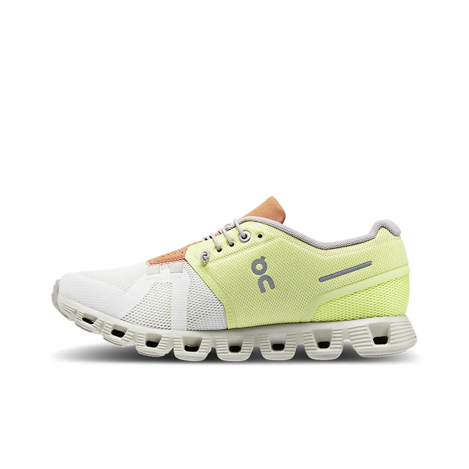 On Cloud 5 Амортизаторы Slip-resistant Дышащий Низкий Топ Casual Женские Grass Yellow Ice White