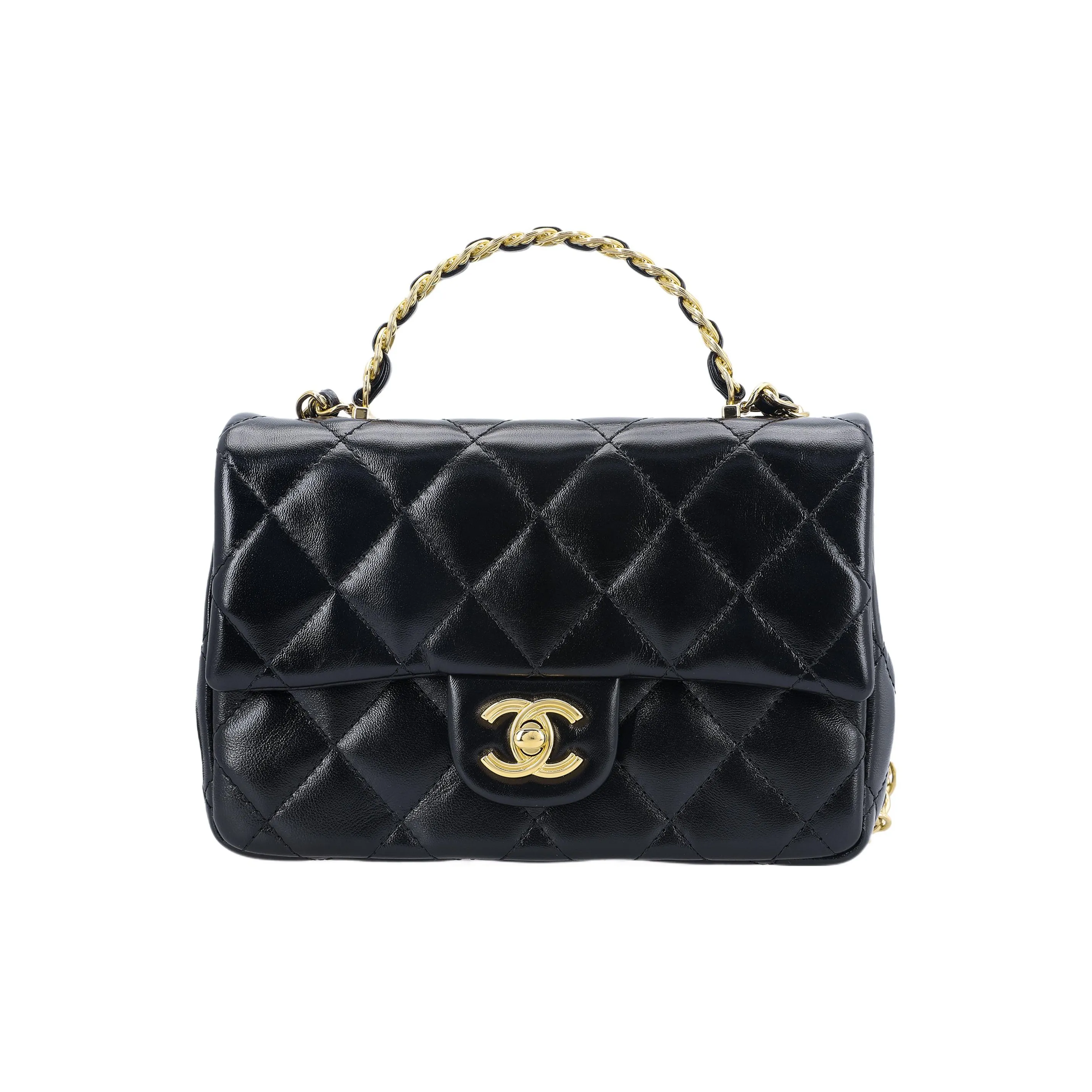 CHANEL Lambskin Flap Bag, Shoulder Bag, Crossbody Bag, Handbag Trumpets Women's Black