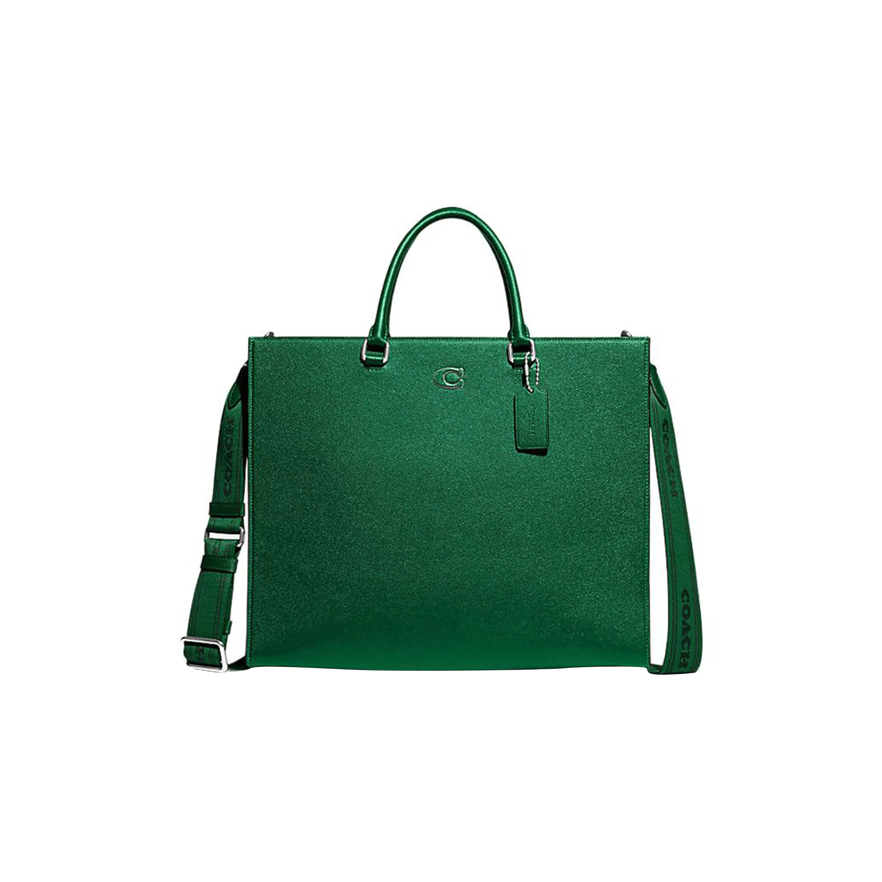 COACH Canvas с кожаными вставками тоут сумка сумка для покупок сумка через плечо сумка большая женская зеленая