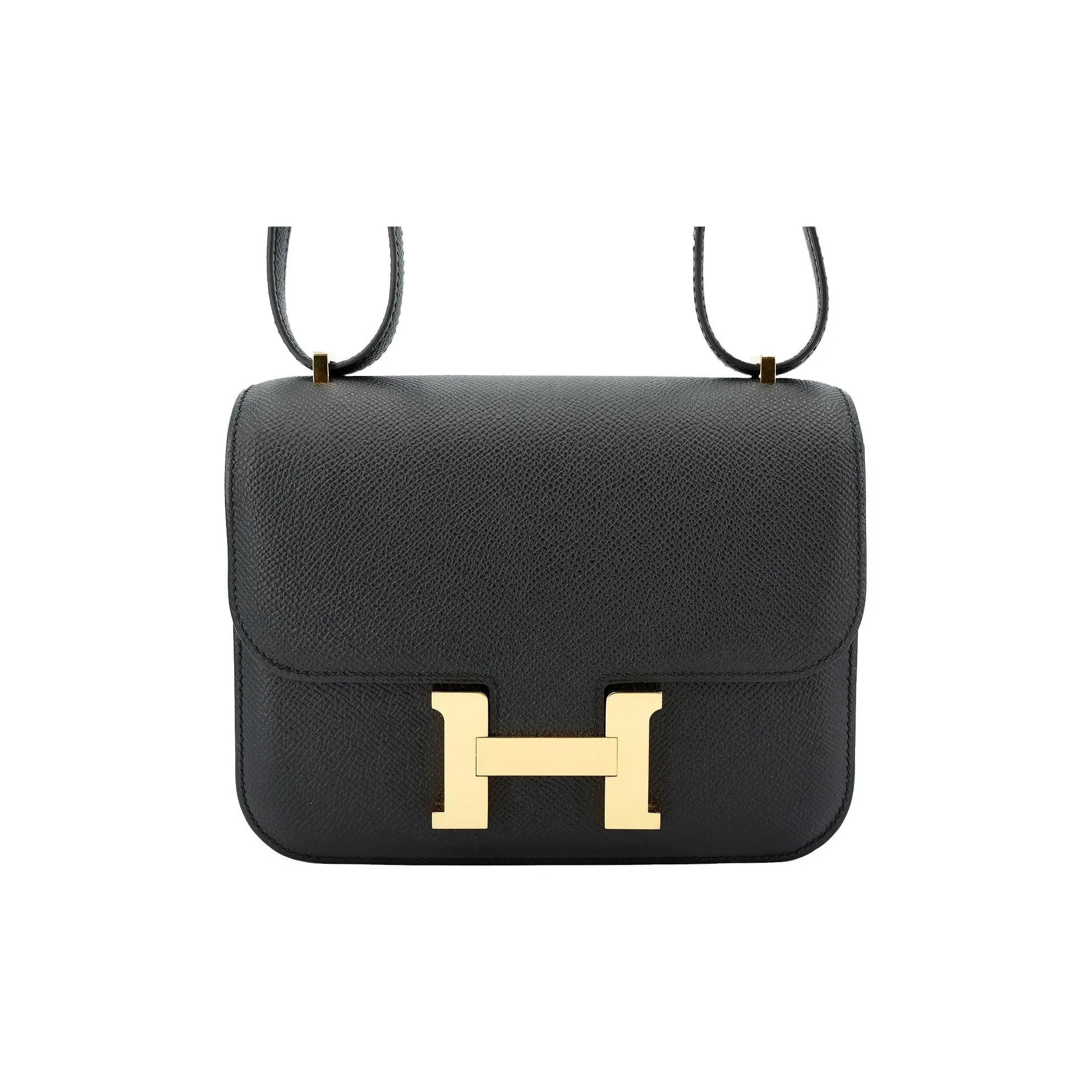HERMES Constance Epsom Leather Shoulder Bag Crossbody Bag Mini Women's Noir Black