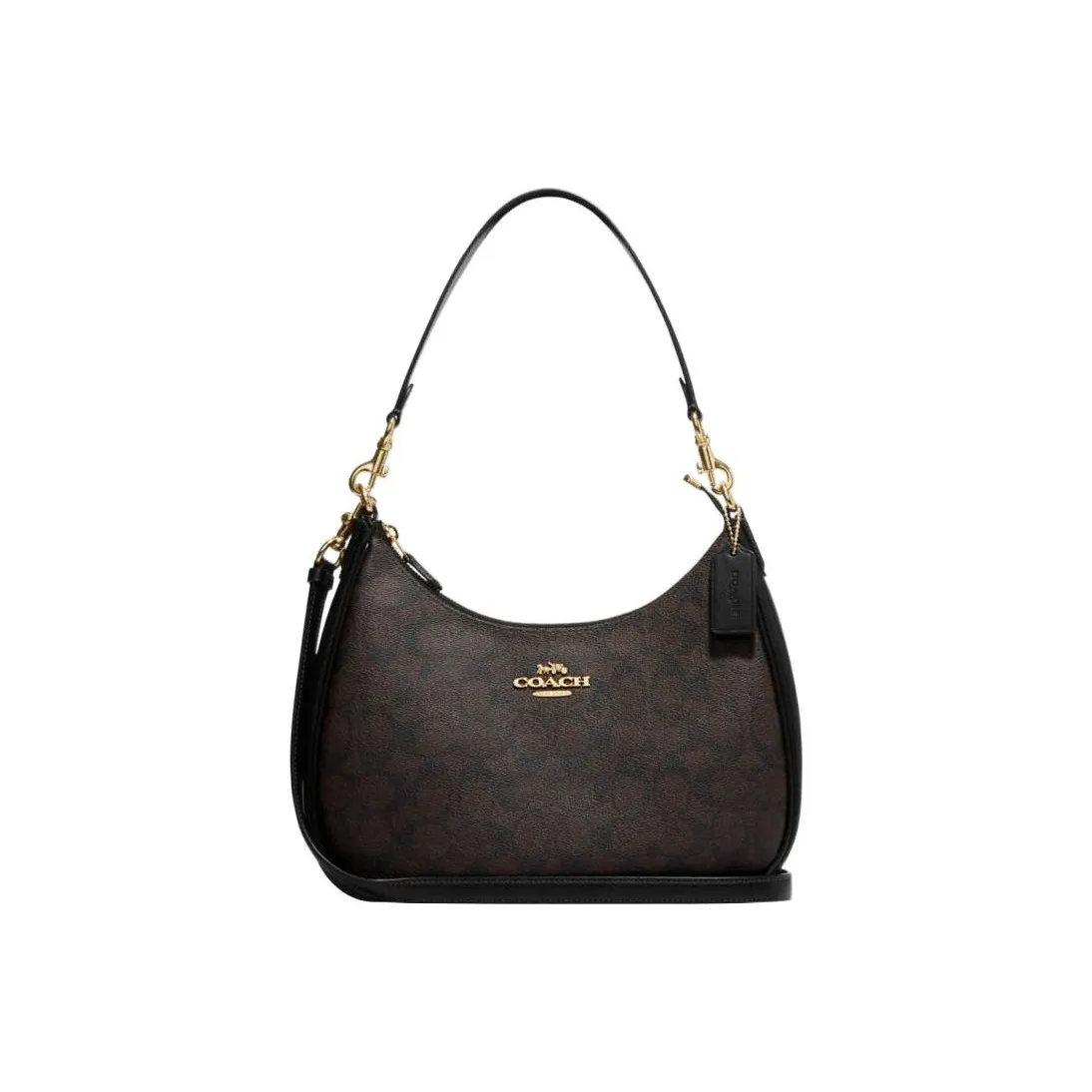 COACH Hobo Leather Saddle Bag, Handbag, Shoulder Bag Women's Black