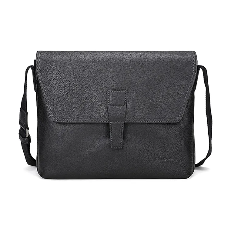 PIERRE CARDIN Soft Leather Backpack Shoulder Bag Medium Men's Black