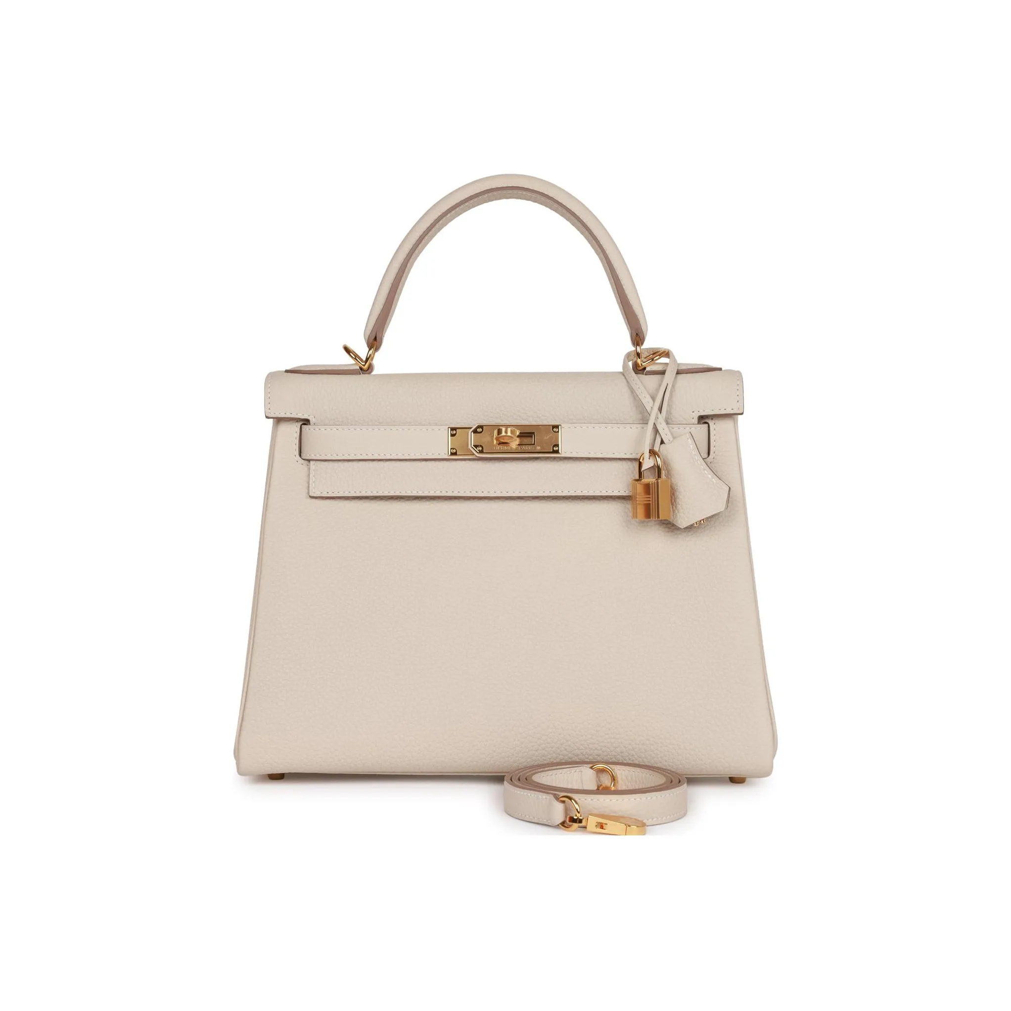 HERMES Kelly Togo Calfskin Kelly Bag Handbags Regular Women's 10 Craie Milkshake White