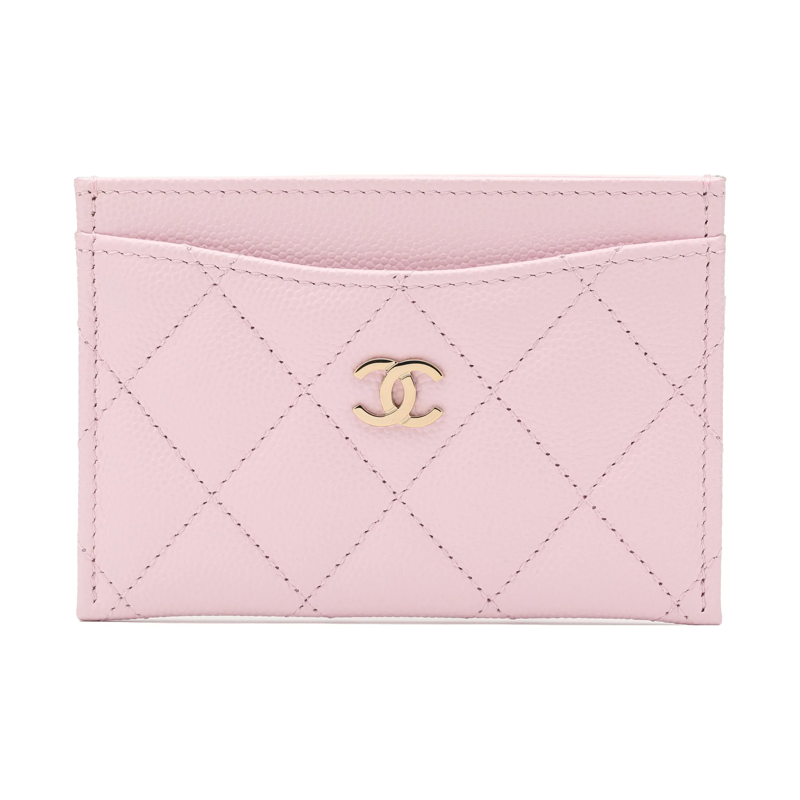 CHANEL Cow Leather Coin Purse, Card Holder Women's Pink