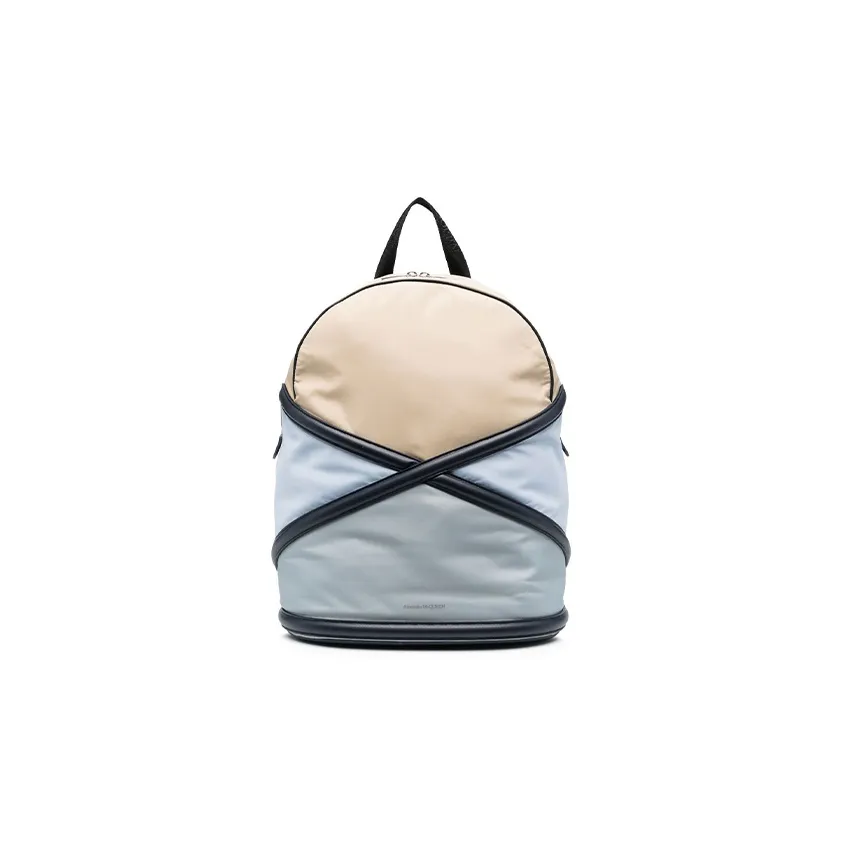 Alexander McQueen Calfskin Textile Backpack Men's White/Blue