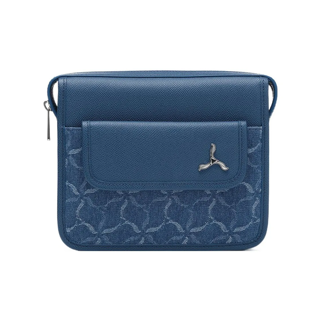 LI NING 1990 Хлопок с коровьей кожей Маленькая квадратная сумка через плечо Унисекс Синий Серый