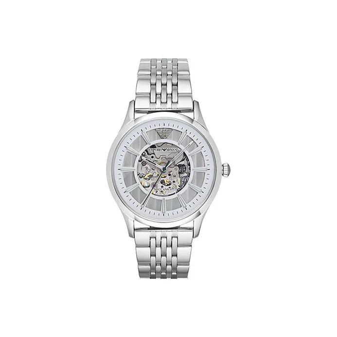 EMPORIO ARMANI Machine Wrist Watch Mechanical Movement Stainless Steel Strap Silver Dial Men's Watches