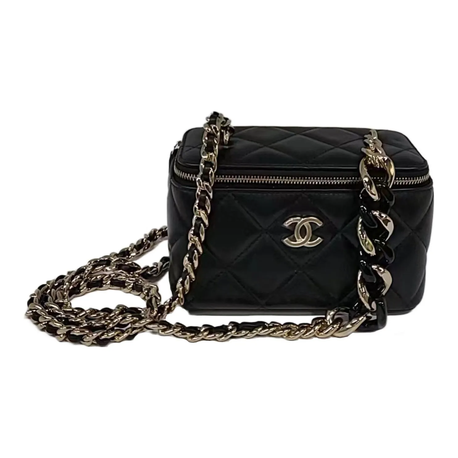 CHANEL 22c Early Spring Sheepskin Shoulder Bag, Crossbody Bag Women's Black