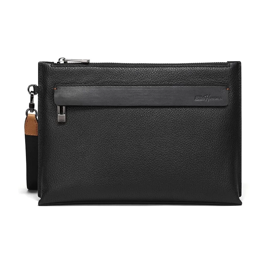 ELLE HOMME Мягкий Телесный Коровья Кожа Конверт Сумка Клатч Клатч Стандартный Унисекс Черный
