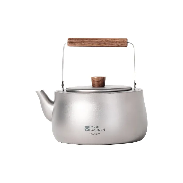 MOBI GARDEN Titanium Kettle, Open Kettle Tea Infuser Outdoor Camping Tea Stove Gathering Titanium 0.8L 3 5 Persons