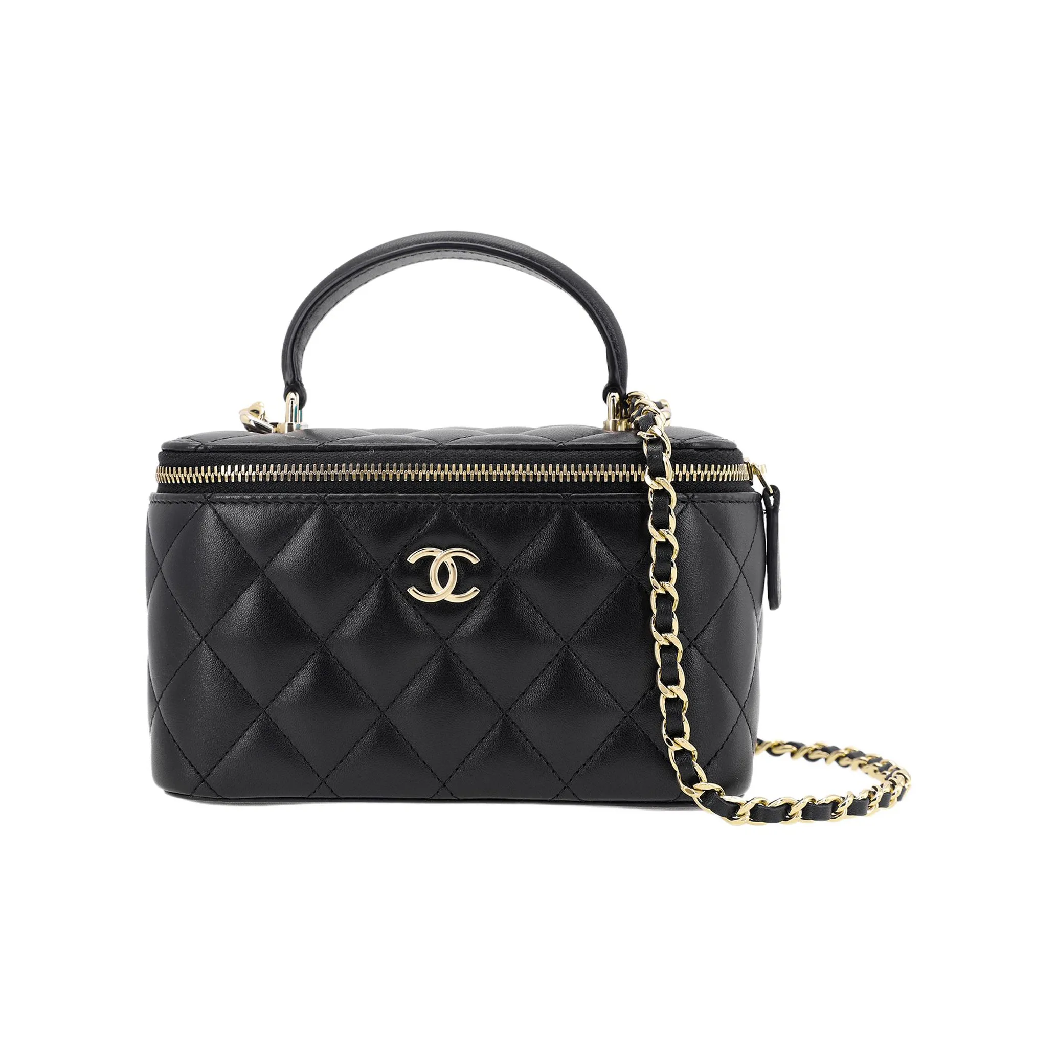 CHANEL Sheepskin Portable Box Bag Shoulder Bag Crossbody Bag Regular Women's Black