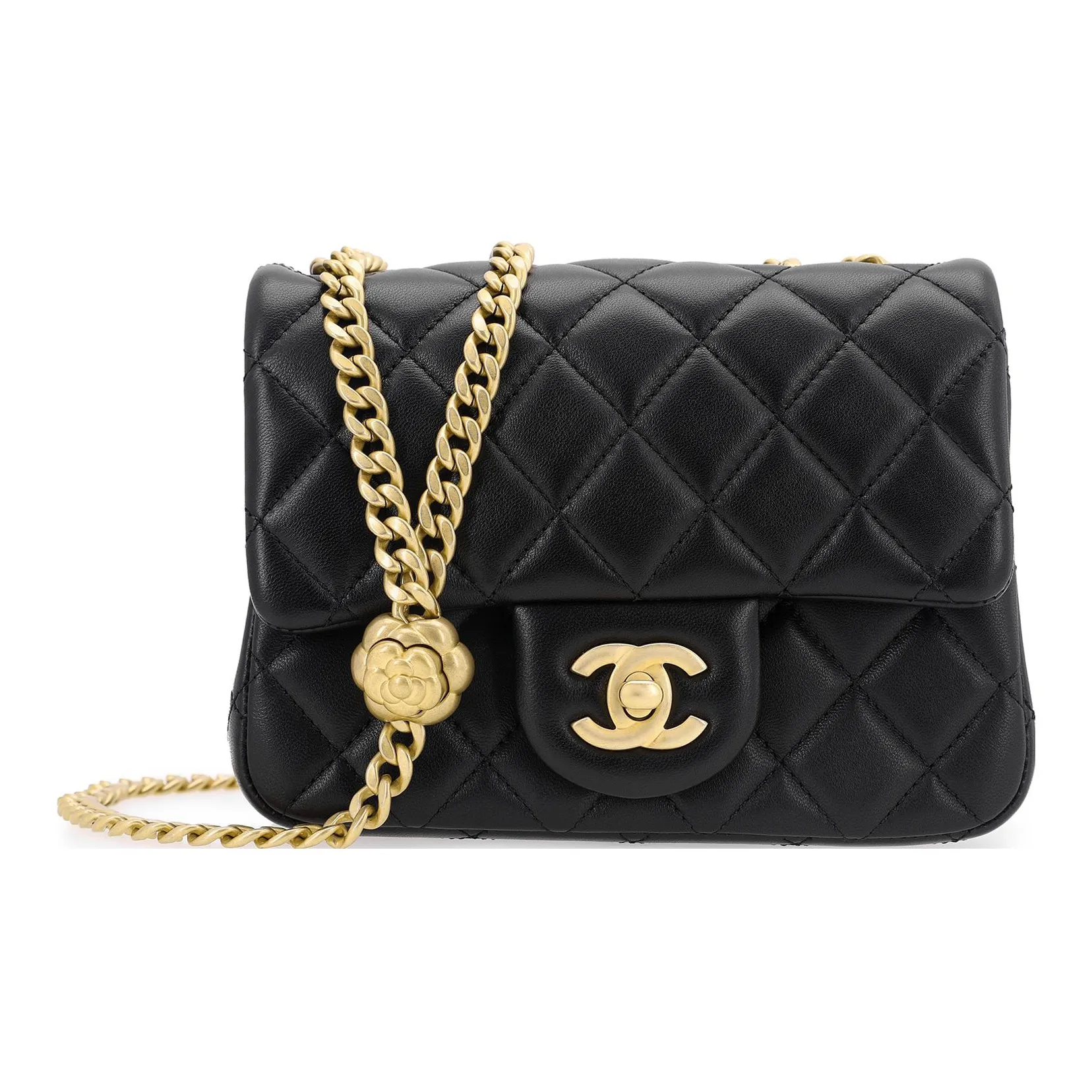 CHANEL Sheepskin Mini Square Flap Bag Chain Bag, Shoulder Bag, Crossbody Bag Mini Women's Black