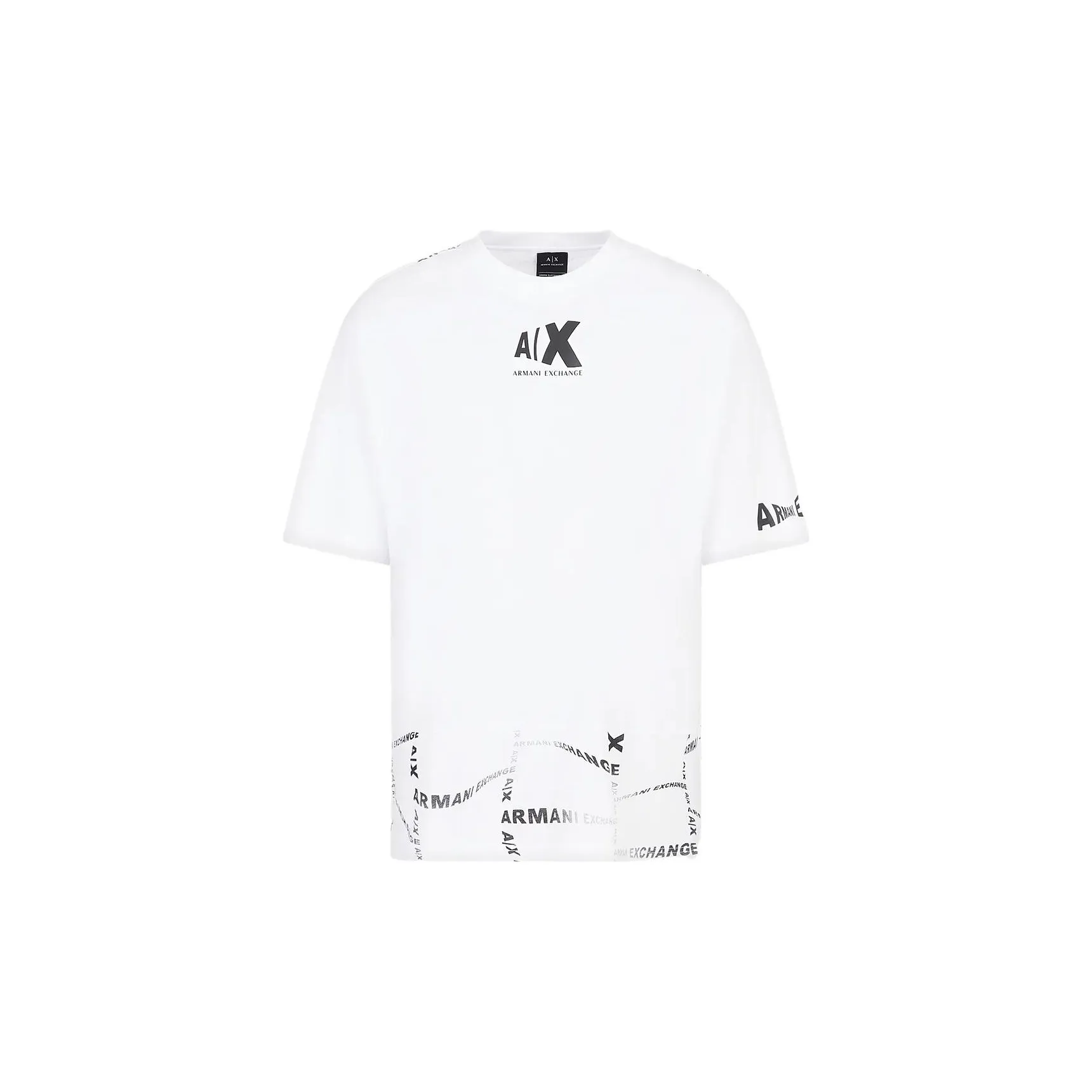 ARMANI EXCHANGEAE Letter Print Crew Neck Short Sleeved T Shirt T Shirt Men's White
