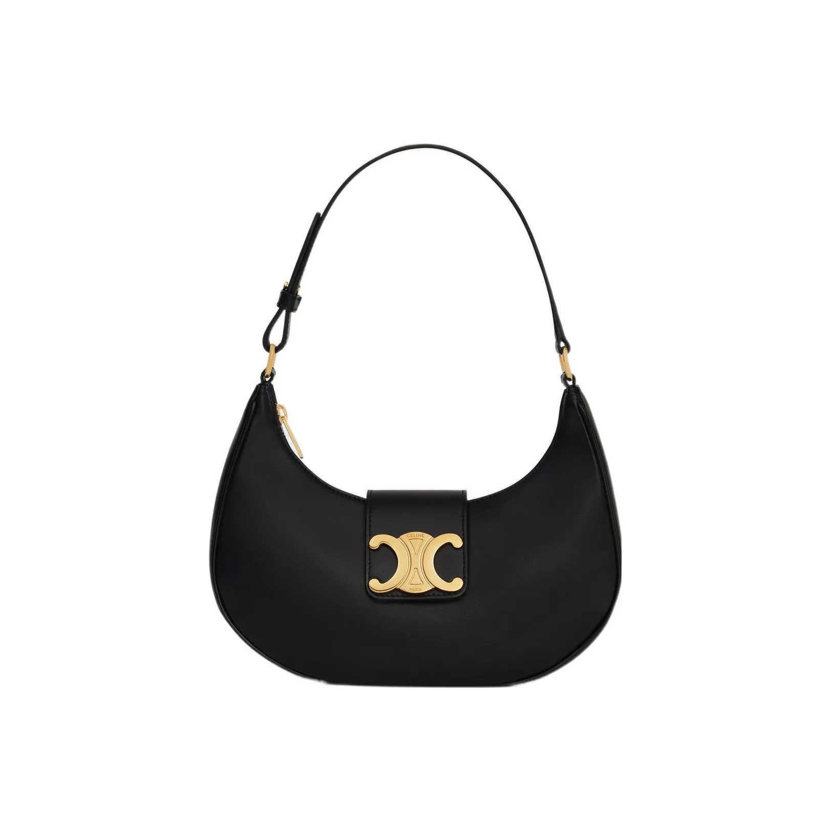 celine Saint AVATriomphe Smooth Calf Leather Handbags Shoulder Bags Women's Black
