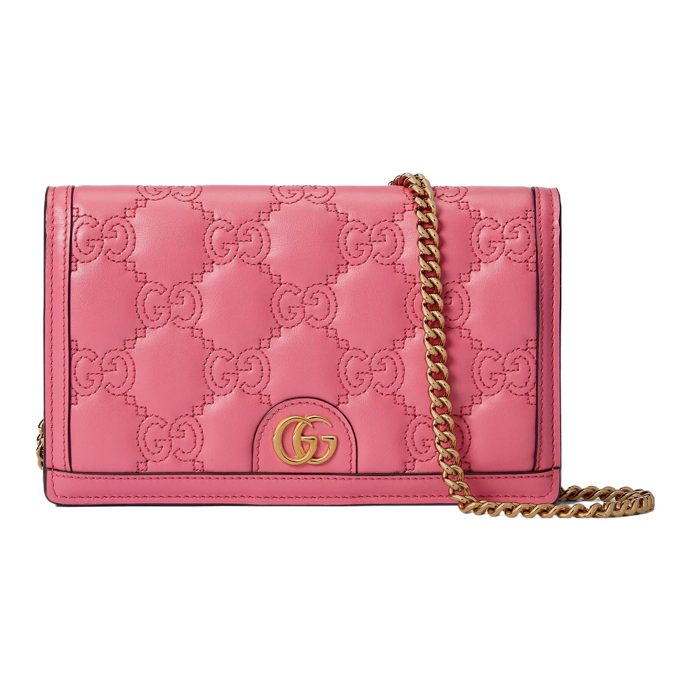 GUCCI Quilted Leather Small Square Bag, Shoulder Bag, Crossbody Bag, Wallet Women's Pink