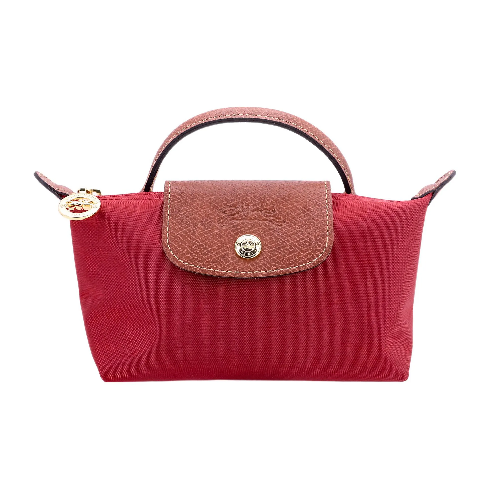 LONGCHAMP Le Pliage Recycled Canvas With Leather Dumpling Bag Handbag Women's Red