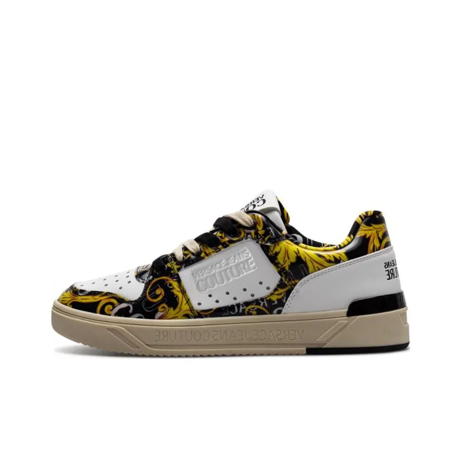 VERSACE JEANS Stylish Skateboarding Shoes Men's Black White