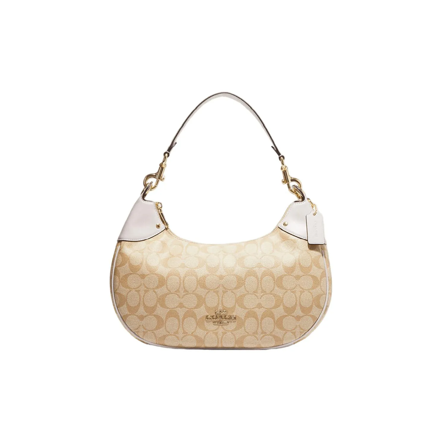 COACH Hobo Canvas With Leather Shoulder Bag, Handbag, Shoulder Bag Women's Khaki