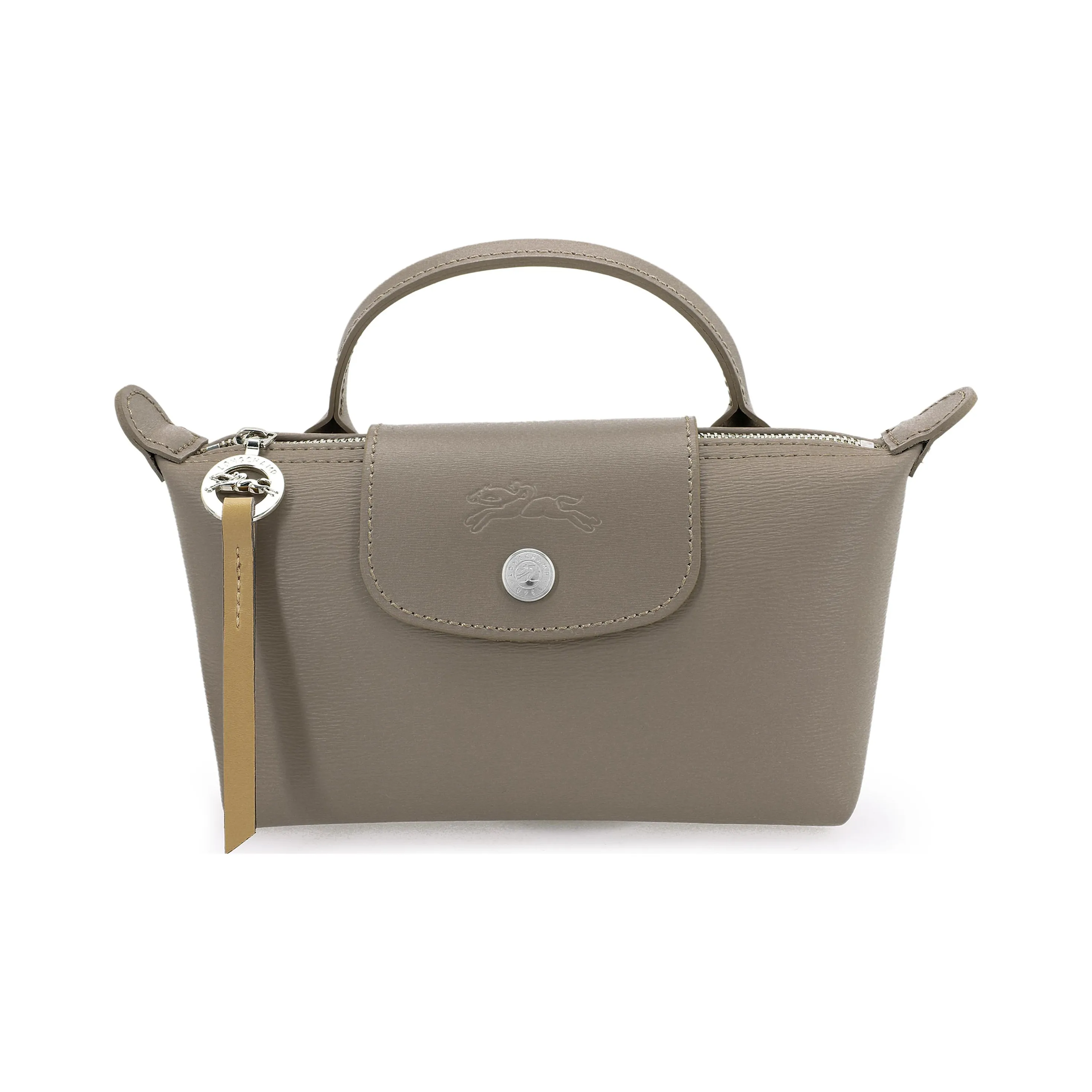 LONGCHAMP Le Pliage City Canvas With Cow Leather Trim Dumpling Bag Handbag Trumpets Women's Camel Gray