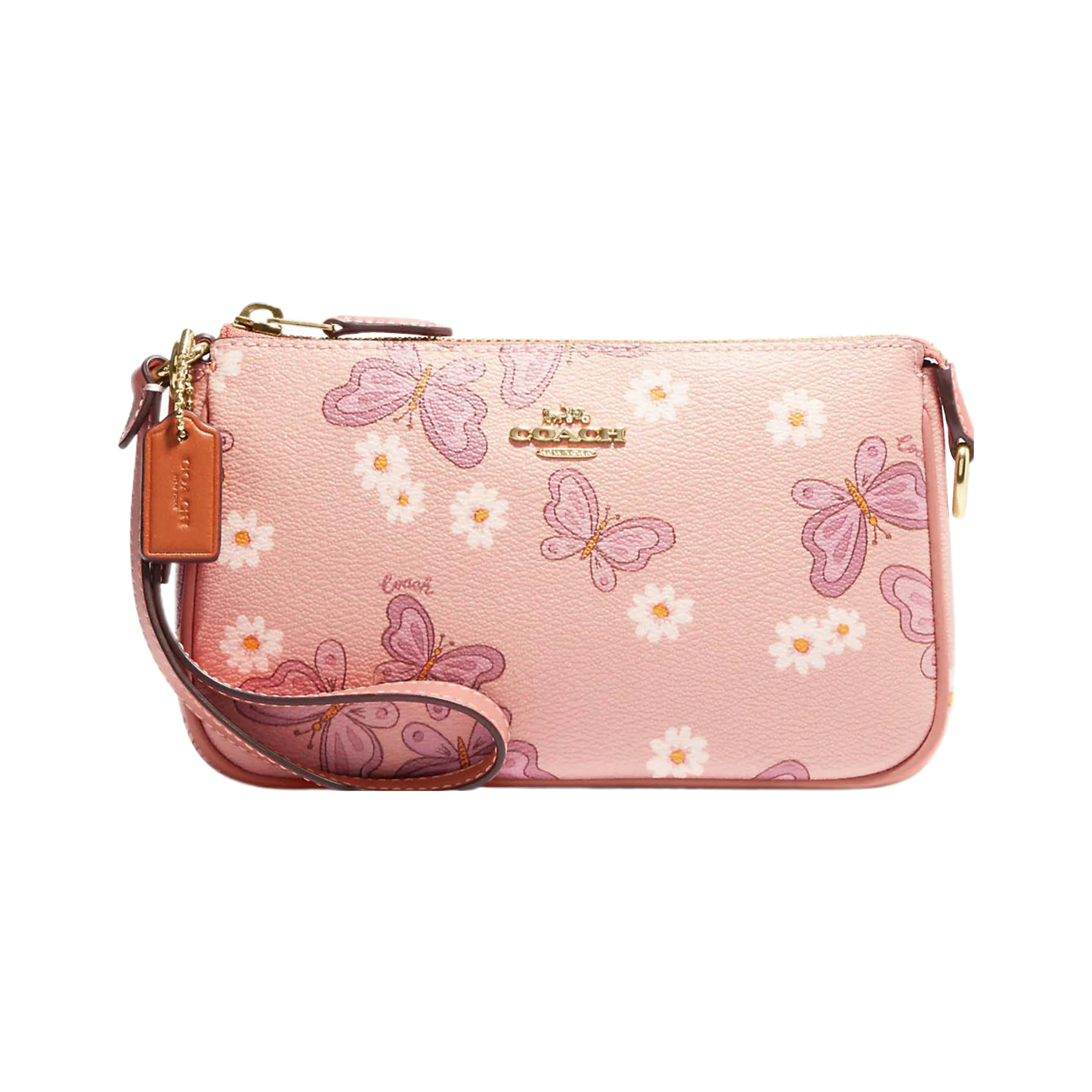 COACH Nolita Canvas With Leather Pochette Clutch Trumpets Women's Pink